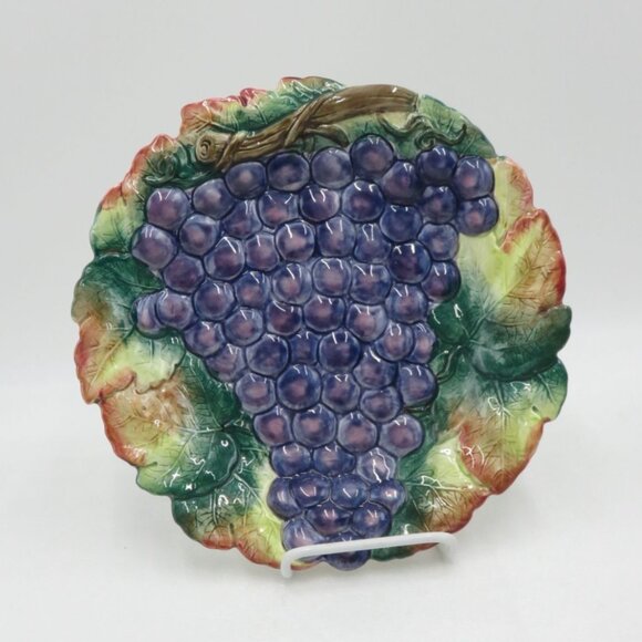 Fitz and Floyd GRAPEVINE Ironstone 10" Wall Plate Grapes Vintage - Picture 9 of 10